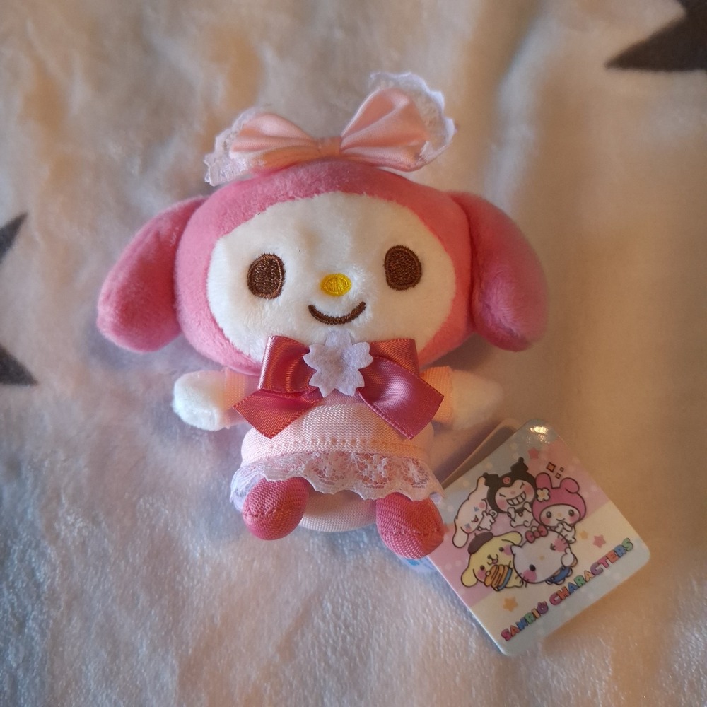 Sanrio Characters Hanging Plush My Melody With Pink Bow & Dress NWT